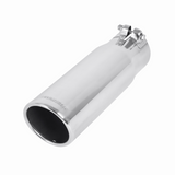 Exhaust Tip - 3.5" Rolled Angle Polished SS Fits 3" Tubing - Clamp On