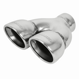 Exhaust Tip - Dual 3.5" Rolled Angle Polished SS Fits 2.5" Tubing-Weld On