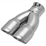 Exhaust Tip - 3" Dual Angle Cut Polished SS Fits 2.5" Left - Clamp On