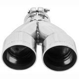 Exhaust Tip - 3" Dual Angle Cut Polished SS Fits 2.5" Left - Clamp On