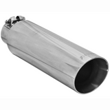 Exhaust Tip - 3.5" Angle Cut Polished SS Fits 2.5" Tubing - Clamp on