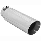 Exhaust Tip - 4" Angle Cut Polished SS Fits 3" Tubing - Clamp On