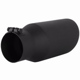 Exhaust Tip 304 - 5" Black Angle Cut Fits 3.5" Tubing, 12" Long - Clamp On