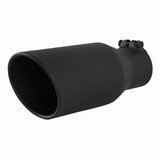 Exhaust Tip 304 - 4.5" Black Angle Cut Fits 3" Tubing, 11" Long - Clamp On