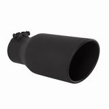 Exhaust Tip 304 - 4.5" Black Angle Cut Fits 3" Tubing, 11" Long - Clamp On