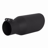 Exhaust Tip 304 - 4.5" Black Angle Cut Fits 3" Tubing, 11" Long - Clamp On