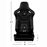 Elite-X Series Fixed Back Sport Seat - Black Leatherette (Black Stitching)