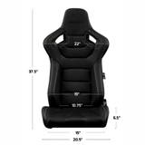 Elite Series Fixed Back Sport Seat - Black Leatherette (Black Stitching)