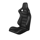 Elite Series Fixed Back Sport Seat - Black Leatherette (Black Stitching)