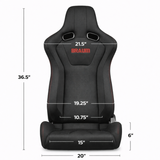 Venom Series Sport Seats - Black & Red Cloth (Red Stitching)