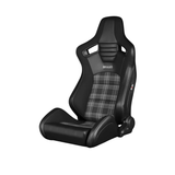 Elite-S Series Sport Seats - Black & Grey Plaid (Grey Stitching)