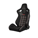 Elite-S Series Sport Seats – Black & Red Plaid (Red Stitching)