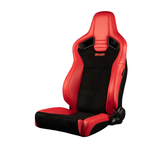 Elite V2 Series Sport Seats - Red PU (Black Suede/Black Stitching) - Low Base Version