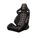 Orue-S Series Sport Seats - Black Leatherette (Red Plaid Fabric)