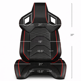 Alpha X Series Sport Seats - Black Leatherette / Hexagon Laser Pattern (Red Piping)