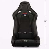 Falcon-S Composite Carbon Kevlar Shell Reclining Seats - Black Leatherette (Alcantara Inserts)
