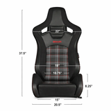 Elite-S Series Sport Seats – Black & Red Plaid (Red Stitching)