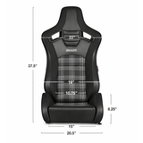 Elite-S Series Sport Seats - Black & Grey Plaid (Grey Stitching)