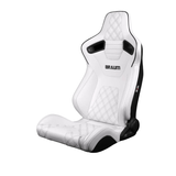 Elite-X Series Sport Seats - White Leatherette Diamond (Double White Stitching/Black Piping)
