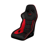 Falcon X Series FIA Approved Fixed Back Racing Seat - Black Polo Cloth with Red Mesh (Red Stitching/Red Piping)