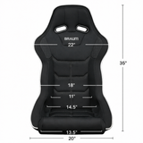 Falcon X Series FIA Approved Fixed Back Racing Seat - Black Polo Cloth (White Stitching/White Piping)