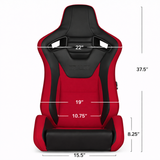 Elite-S Series Sport Seats - Black Leatherette - White Houndstooth (Grey Stitching)