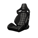Orue-S Series Sport Seats - Black Leatherette (Grey Plaid Fabric)