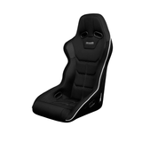 Falcon X Series FIA Approved Fixed Back Racing Seat - Black Polo Cloth (White Stitching/White Piping)