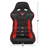 Falcon X Series FIA Approved Fixed Back Racing Seat - Red Leatherette (Black Stitching/Black Piping)