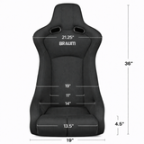 Venom-R Series Fixed Back Bucket Seat - Black Cloth / Carbon Fiber