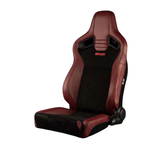 Elite V2 Series Sport Seats - Maroon PU (Black Suede/Black Stitching) - Low Base Version