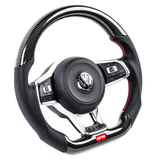 APR Steering Wheel - MK7 GTI/GLI (Without Paddles) Carbon Fiber/Red Stitching