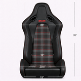 Falcon-S Composite FRP Reclining Seats - Red Plaid (Red Stitching)