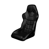 Falcon X Series FIA Approved Fixed Back Racing Seat - Black Leatherette (Black Stitching/Black Piping)