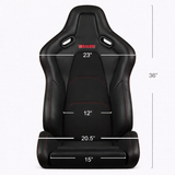 Falcon-S Composite FRP Reclining Seats - Black Leatherette (Red Stitching)