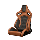 Orue-S Series Sport Seats - Cinnamon / Black Leatherette (White Stitching)