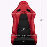 Falcon-S Composite FRP Reclining Seats - Red Leatherette (Black Stitching)