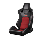 Elite-S Series Sport Seats - Black Leatherette - Red Houndstooth (Red Stitching)