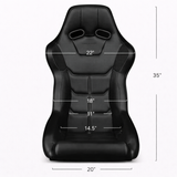 Falcon X Series FIA Approved Fixed Back Racing Seat - Black Leatherette (Black Stitching/Black Piping)