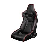 Elite-R Series Sport Seats – Black Leatherette (Red Stitching/Red Piping)