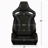 Orue-S Series Sport Seats - Cinnamon / Black Leatherette (White Stitching)