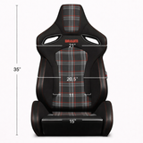 Orue-S Series Sport Seats - Black Leatherette (Red Plaid Fabric)