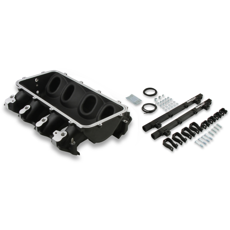 Holley EFI GM LS3/L92 Lo-Ram Base Manifold & Fuel Rails - Black Finish ...
