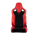 Elite V2 Series Sport Seats - Red PU (Black Suede/Black Stitching) - Low Base Version