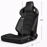 Alpha X Series Sport Seats - Black Leatherette - Low Base Version