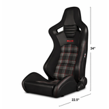 Elite-S Series Sport Seats – Black & Red Plaid (Red Stitching)