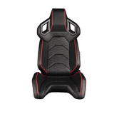 Alpha X Series Sport Seats - Black Leatherette / Hexagon Laser Pattern (Red Piping)