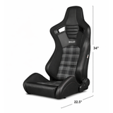 Elite-S Series Sport Seats - Black & Grey Plaid (Grey Stitching)