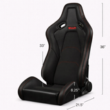 Falcon-S Composite FRP Reclining Seats - Black Leatherette (Red Stitching)