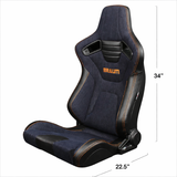 Elite-X Series Sport Seats - Navy Denim (Orange Stitching)